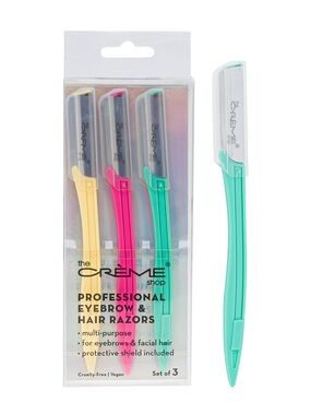 💜 The Creme Shop Korean Skincare, Professional Eyebrow & Hair Razors, Set of 3
